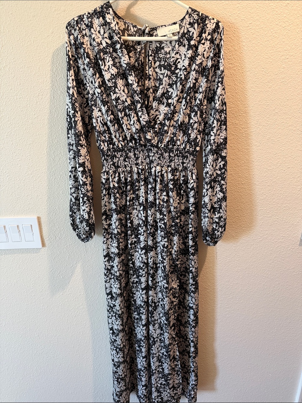 Pinch Black & White Floral Long Sleeve Maxi Dress
